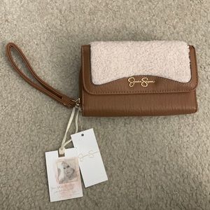 Jessica Simpson Sherpa / Leather Wristlet